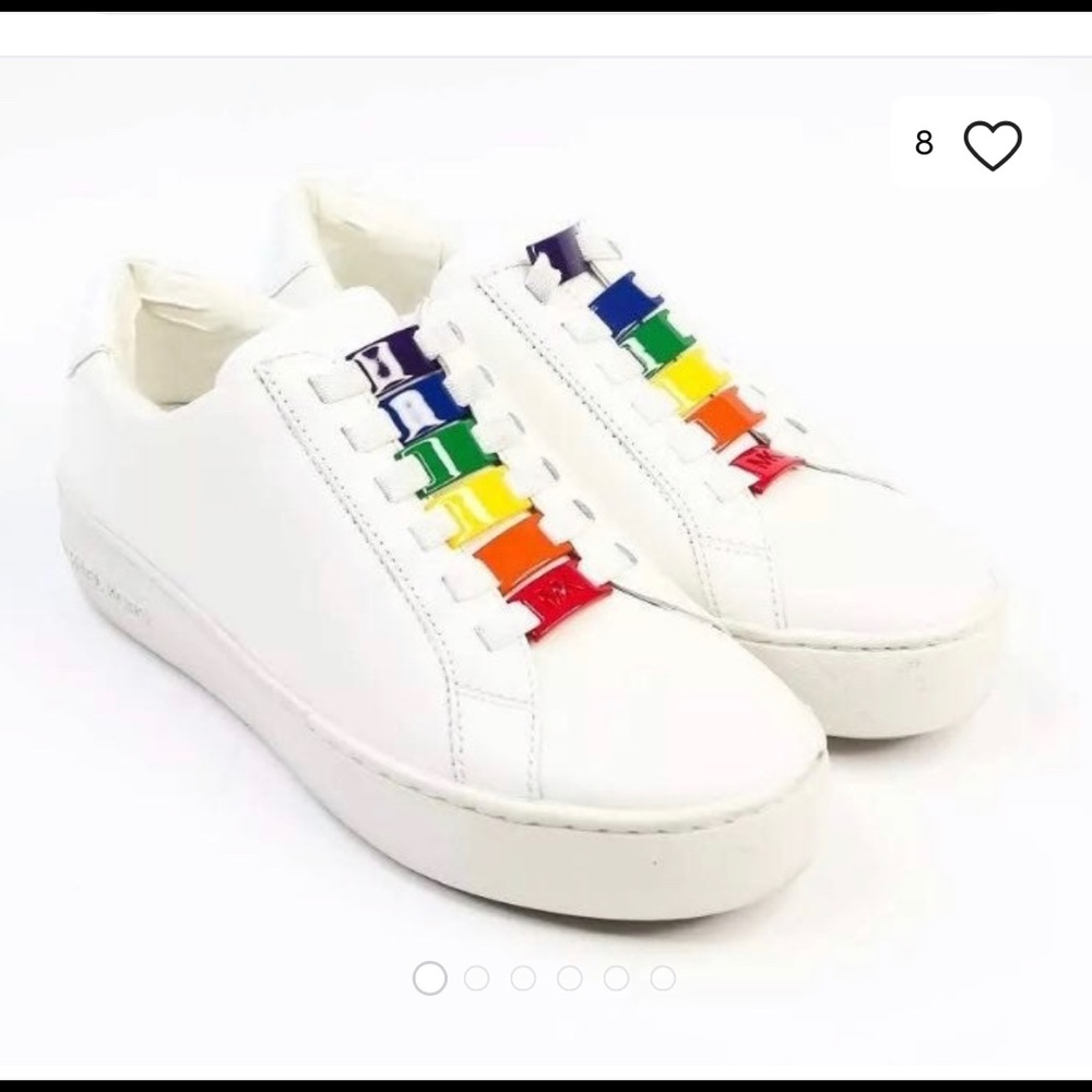 MICHAEL KORS CAMERON LEATHER SNEAKERS WHITE Sz:6.5 - Picture 6 of 8